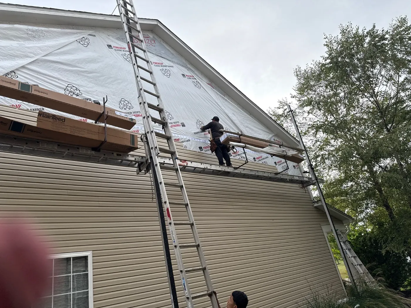 Fiber cement siding installed on a Pebble Brook home